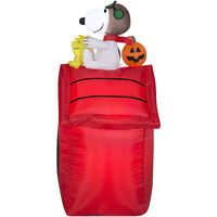 Gemmy Airblown Inflatable Snoopy As Red Barron And Woodstock On Doghouse With Pumpkin - Indoor Outdoor Holiday Yard Decoration, 3.5-Foot Tall