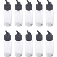 T Tulead Plastic Jar Bottles Airbrush Paint Bottles 30Ml Dual-Action Siphon Suction Feed Airbrush Accessories Pack Of 10