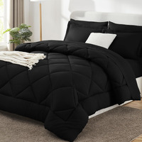Cozylux Queen Comforter Set With Sheets 7 Pieces Bed In A Bag Black All Season Bedding Sets With Comforter, Pillow Shams, Flat Sheet, Fitted Sheet And Pillowcases