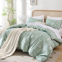 Janzaa Twin Comforter Set - Floral Twin Comforter, Twin Bedding Sets For All Seasons, 2 Pieces, 1 Comforter (66""X90"") & 1 Pillow Cases (20""X26""), Sage Green