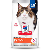 Hill's Science Diet Perfect Digestion, Adult 1-6, Digestive Support, Dry Cat Food, Salmon, Brown Rice, & Whole Oats, 3.5 Lb Bag