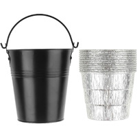 Drip Grease Bucket And 12-Pack Liners For Traeger 20/22/34 Series, Pit Boss Etc Pellet Grill Smoker (Black 12)