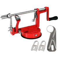 Apple Peeler, Stainless Steel Apple Corer Slicer Peeler, Durable Heavy Duty Die Cast Magnesium Alloy Apple Peeler Slicer Corer With Suction Base(Red)