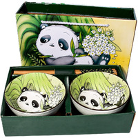 Bosili Cute Panda Rice Bowls And Chopsticks Set, Ceramic Rice Bowls For Dessert Soup Rice As A Good Gift (2 Pieces)