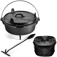 Uno Casa 6Qt Cast Iron Camping Dutch Oven With Lid Lifter And Storage Bag - Cast Iron Dutch Oven Pot With Lid, Cast Iron Camping Cookware, Camping Oven - Campfire Cooking Equipment