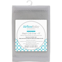 Airflowbaby Breathable Mesh Liner For Full-Size Cribs, 9"" H (23Cm) Essential 2Mm Mesh, Gray (Size 4Fs Covers 3 Or 4 Sides)