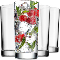 Godinger Highball Drinking Glasses, Italian Made Tall Glass Cups, Water Glasses Drinking Set, Cocktail Glasses - 14Oz, Set Of 4, Made In Italy