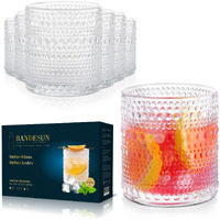Bandesun Romantic Water Glasses, 12 Oz Hobnail Drinking Glasses Set 6, Embossed Vintage Glassware Set For Beer, Cocktail, Soda, Beverage Clear