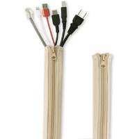 Flexible Cable Management Sleeve With Zipper - Extendable Cord Organizer System Wrap Wire Cable Cover Sleeve Holder, Keep Home & Office Clean Safe Protector For Tv/Media, Beige, 39 Inches, 2 Pcs