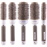 Perfehair Round Thermal Brush Set, Professional Nano Ceramic & Ionic Barrel Hair Styling Blow Drying Curling Brush, 5 Different Sizes
