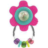 Infantino Spin & Teethe Gummy Yellow Flower Rattle - Easy To Grab, Chewy Rings, Multi-Texutre Petals, Roller Ball Center - Teething & Sensory Play, Ages 0 Months +