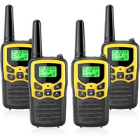 Walkie Talkies With 22 Frs Channels, Moico Walkie Talkies For Adults With Led Flashlight Vox Scan Lcd Display, Long Range Family Walkie Talkie For Hiking Camping Trip (Yellow, 4 Pack)
