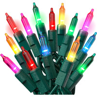 Prextex Incandescent Christmas Lights - 100 Multi Color String Lights With Green Wire - Twinkle Holiday Lights For Indoor Christmas Tree Decor - End-To-End Connectable, Includes Extra Bulbs - 20 Feet