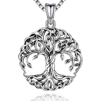 Aniu Mothers Day Gift Jewelry Tree Of Life Necklace For Women Mom, 925 Sterling Silver Celtic Family Tree Pendant Jewelry Gift For Birthday 18"" (With Gift Box)