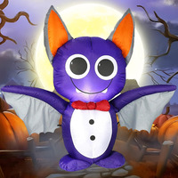 Dearsun 4Ft Adorable Halloween Inflatable Purple Bat Led Lighted Outer Decoration Large Party Yard Decoration (Purple Bat)