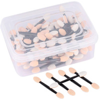 150 Eye Shadow Applicator Disposable Foam Makeup Brush Sponge Tipped Oval Eyeshadow Applicators Dual Sides With Container