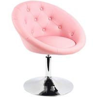 Furwoo Pu Leather Vanity Chair Stool For Makeup Room Round Back Cute Diamond Beauty Make Up Chiar Adjustable Swivel Salon Spa Stool Modern Circle Lounge Chair Pink