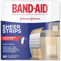 Band-Aid 4669 Tru-Stay Sheer Strips Adhesive Bandages, Assorted, 80/Box