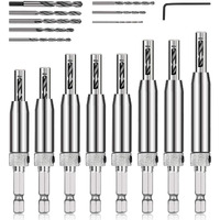 Comoware 17Pcs Vix Bits Self Centering Drill Bit Set, 1/4"" Hex Shank Self Centering Hinge Drill Bit Set For Woodworking Window Door Hinge, Quick Change With 1 Hex Key & 8 Drill Bits 5/64-1/4