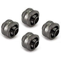 Xspc G1/4"" To 3/8"" Id, 5/8"" Od Compression Fitting V2 For Soft Tubing, Black Chrome, 4-Pack