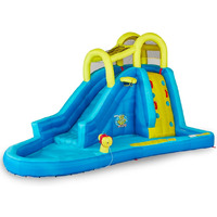 Banzai Big Blast Inflatable Water Park With Water Cannon, Basketball Hoop, And Climbing Wall