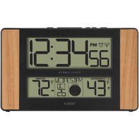 La Crosse Technology Atomic Digital Clock With Outdoor Temperature, Wood Oak, 0