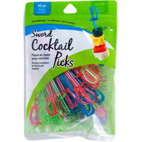 Jacent Multicolored Plastic Sword Appetizer Cocktail Picks, 40 Count Per Pack, 1-Pack