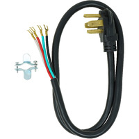 Southwire 9154Sw8808 Dryer Power Cord; 4-Foot; 1/4-Inch Flanged Terminals; Flat Plug; Compatible With Most Standard Dryers With A 3 Conductor Wall Outlet; 125/250-Volt; 30-Amp