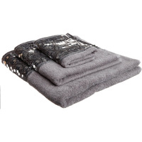 Popular Bath Sinatra Modern Bathroom Towel Set 3 Piece Bath, Hand And Wash Towel Luxury Contemporary Decor Bling , Soft, Plush And Highly Absorbent, Silver