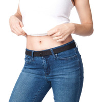 Invisibelt No Show Womens Stretch Belt, Adjustable Flat Belt, One Size (Black)