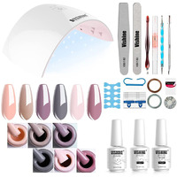 Gel Nail Polish Starter Kit - 6 Colors Gel Polish Set Base Top Coat, 36W Led Uv Nail Lamp With Full Diy Gel Manicure Nail Tools By Vishine 8Ml #12