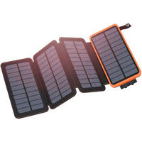 Hiluckey Solar Charger 25000Mah, Outdoor Usb C Portable Power Bank With 4 Solar Panels, 3A Fast Charge External Battery Pack With 3 Usb Outputs Compatible With Smartphones, Tablets, Etc.
