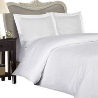 Egyptian Bedding Luxurious 300 Thread-Count, King Pillow Cases, White Stripe, Set Of 2