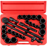 Neiko 02499A 3/4-Inch-Drive Jumbo Master Impact Socket Set, Sae And Metric Shallow-Socket Tool Set, Sae 7/8"" To 2"" And Metric 26 To 38 Mm, 27 Pieces