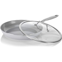 Techef - Ceraterra 12"" Ceramic Nonstick Frying Pan Skillet With Glass Lid, (Ptfe, Pfas, And Pfoa Free), Dishwasher Oven Safe, Stainless Steel Handle, Induction-Ready, Made In Korea (12-In With Lid)