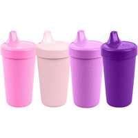 Re-Play Made In Usa 10 Oz. Sippy Cups For Toddlers, Pack Of 4 - Reusable Spill Proof Cups For Kids, Dishwasher/Microwave Safe - Hard Spout Sippy Cups For Toddlers 3.13"" X 6.25"", Princess