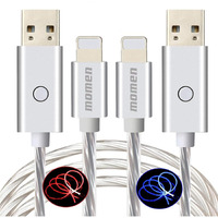 Momen Led Iphone Charger Cable,2 Pack 6Ft Light Up Iphone Charger Cord With Switch Button,Mfi Certified,Usb Fast Charging Cord For Iphone 14/13/12/11/Xs Max/Xs/Xr/X/8/7/Plus/Se/Pad (Blue & Red)