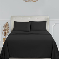 Clara Clark Bed Sheets, Premier 1800 Series 4 Piece Bed Sheet Set, Deep Pocket, Wrinkle, Fade, Stain Resistant, Luxury Soft Bedding Sheets & Pillowcases, Queen, Black