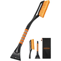 Astroai 27 "" Snow Brush And Ice Scrapers For Car Windshield, Detachable Snow Scrapers With Ergonomic Foam Grip For Cars, Trucks, Suvs (Heavy Duty Abs, Pvc Brush, Orange)
