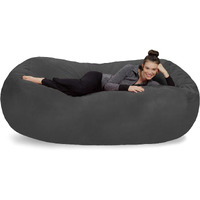 Sofa Sack Bean Bag Lounger - Plush Bean Bag Sofas With Super Soft Microsuede Cover - Xl Memory Foam Stuffed Lounger Chairs For Kids, Adults, Couples - Jumbo Bean Bag Chair Furniture - Charcoal 7.5'