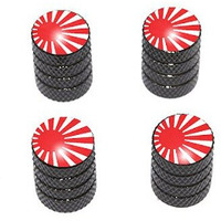 Graphics & More Japan Flag - Rising Sun Tire Rim Valve Stem Caps - Black