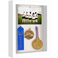 Americanflat 8.5X11 Shadow Box Frame With Shatter-Resistant Glass - Silhouette Collection - Large Shadow Box Display Case For Tabletop And Wall Display - White With Soft Linen Back