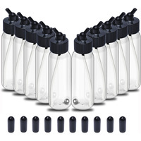 Ketofa 10Pcs Airbrush Siphon Feed Jar, 1.07 Ounce(30Cc) Plastic Airbrush Bottles Jars, Plastic Bottles Jars Lid Adapter Dual-Action Siphon Feed Accessories With 10X Rubber Caps