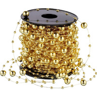 Pangda 65.6 Feet Artificial Pearl Beads Garland Plastic Pearl Strands Chain Pearl String For Crafting Wedding Decoration Party Centerpieces Bridal Bouquet Crafts Flower Diy Supplies(Gold)