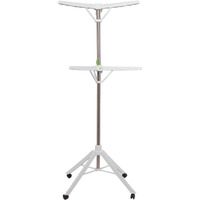 Blackpoolal Clothes Airer Drying Rack Extra Large 3 Tier Clothes Drying Rail Stainless Steel Folds Flat For Easy Storage (White)
