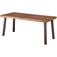 Christopher Knight Home Della Acacia Wood Dining Table, Natural Stained With Rustic Metal, 32.25 In X 69 In X 29.5 In, Brown, Grey