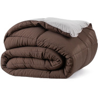 Kasentex King Size Comforter Set With 2 Shams - Down Alternative Duvet Insert With Corner Ties, Reversible, Lightweight, Ultra Soft, Machine Washable, All-Season(Silver Cloud/Chocolate Brown)