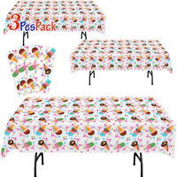 Anapoliz Ice Cream Plastic Tablecloth | 3 Pcs Pack (54    Inch Wide X 102    Inch Long) | Rectangular Ice Cream, Popsicle Table Cover | Summer Party Table Decoration | Ice Cream Social, Bbq Tablecloth