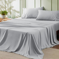 Bedsure California King Sheet Sets - Soft Sheets For California King Size Bed, 4 Pieces Hotel Luxury Light Grey Sheets Cal King, Easy Care Polyester Microfiber Cooling Bed Sheet Set