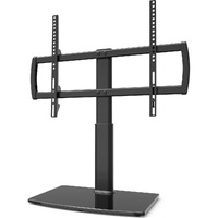 Universal Tabletop Tv Stand With Wall Mount For 32 To 70 Inch 4 Level Height Adjustable, Heavy Duty Tempered Glass Base, Holds Up To 110Lbs Screens, Ht03B-002